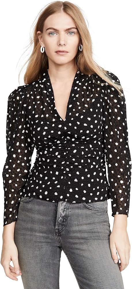 REBECCA TAYLOR black and white polka dot top