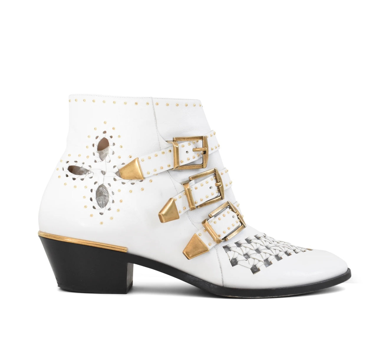 Chloe Susanna White Cutout Booties