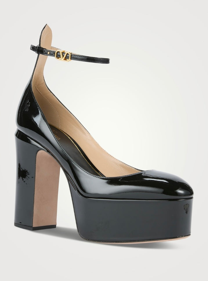 VALENTINO GARAVANI
Tan-Go Patent Leather Platform Pumps