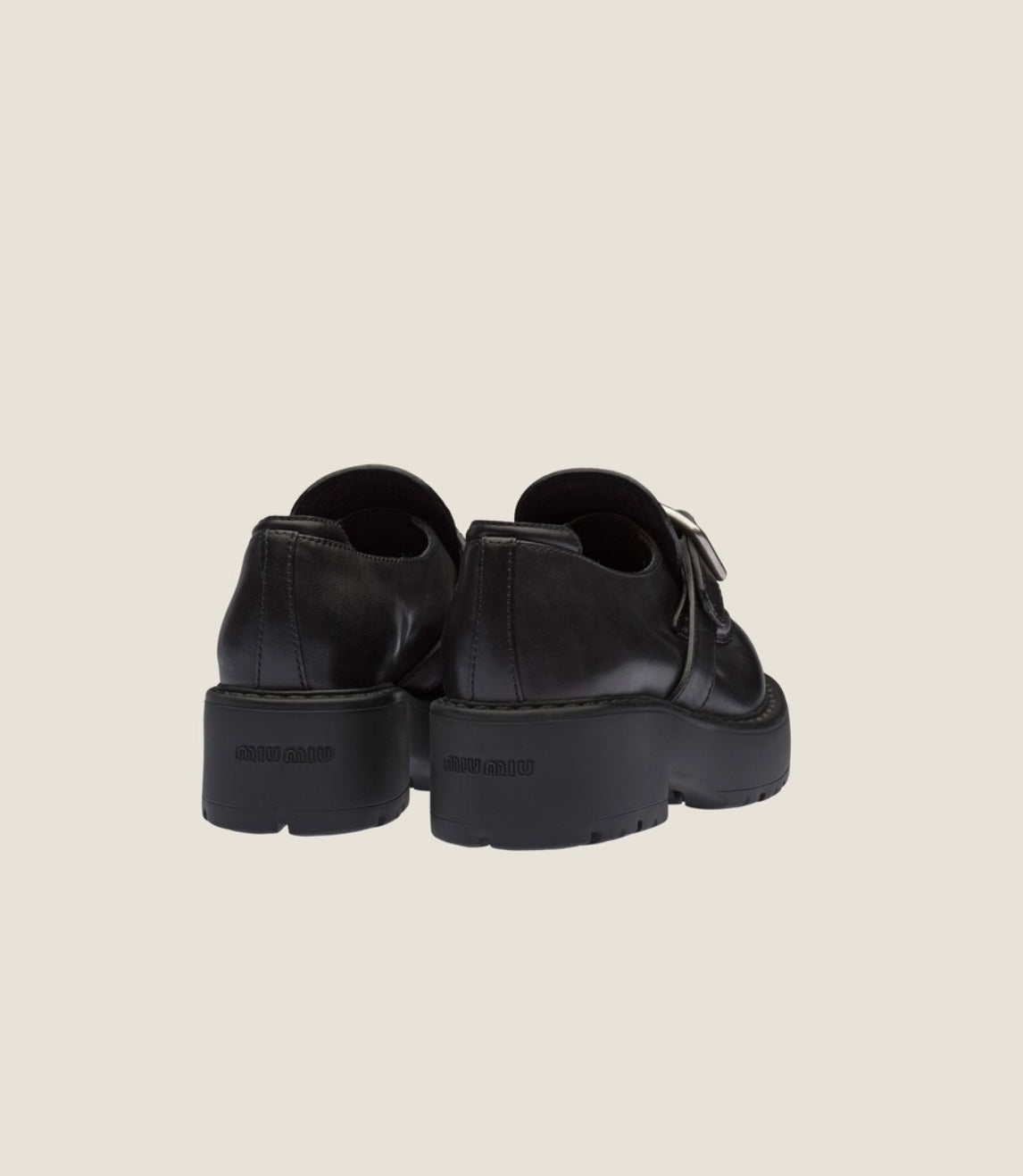 MIU MIU
Black Leather Buckle Loafers