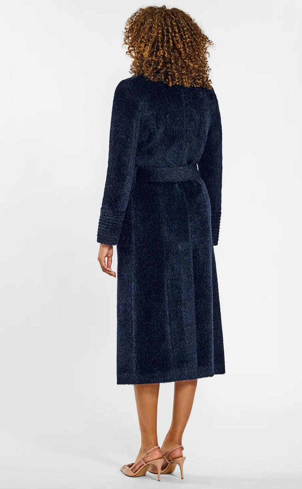 SENTALER - BOUCLÉ ALPACA LONG NOTCHED COLLAR WRAP COAT