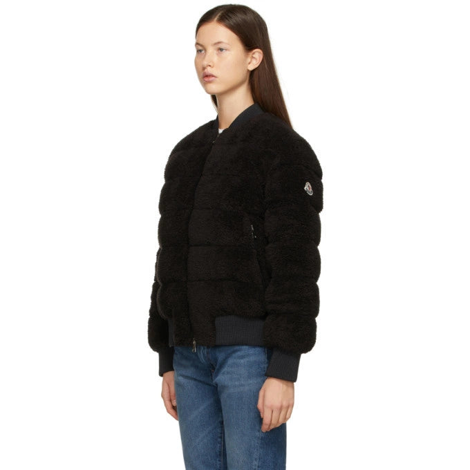 Moncler Black Down Algedi Bomber Jacket