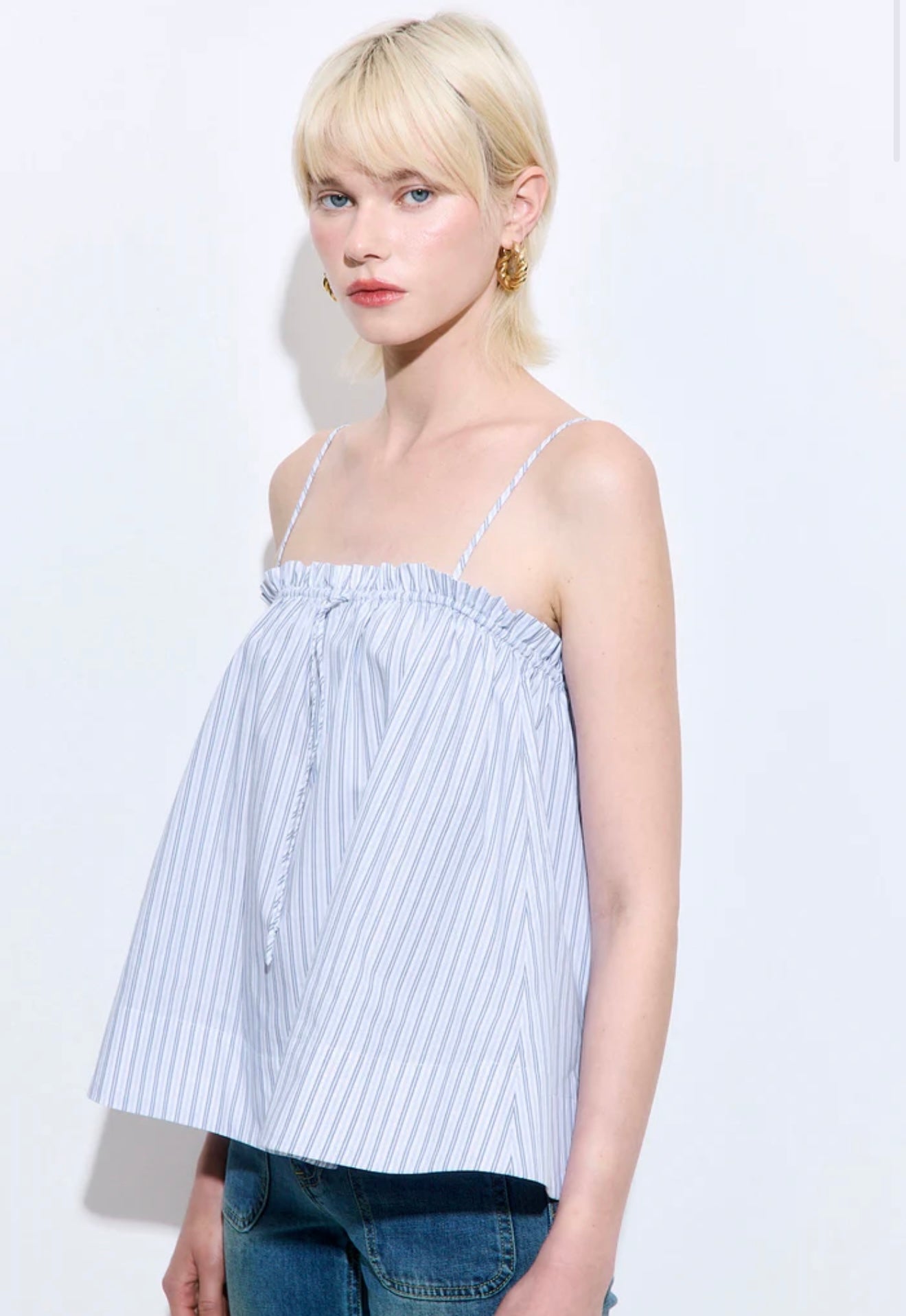 Dé Rococo, Ruffled Poplin Strappy Top