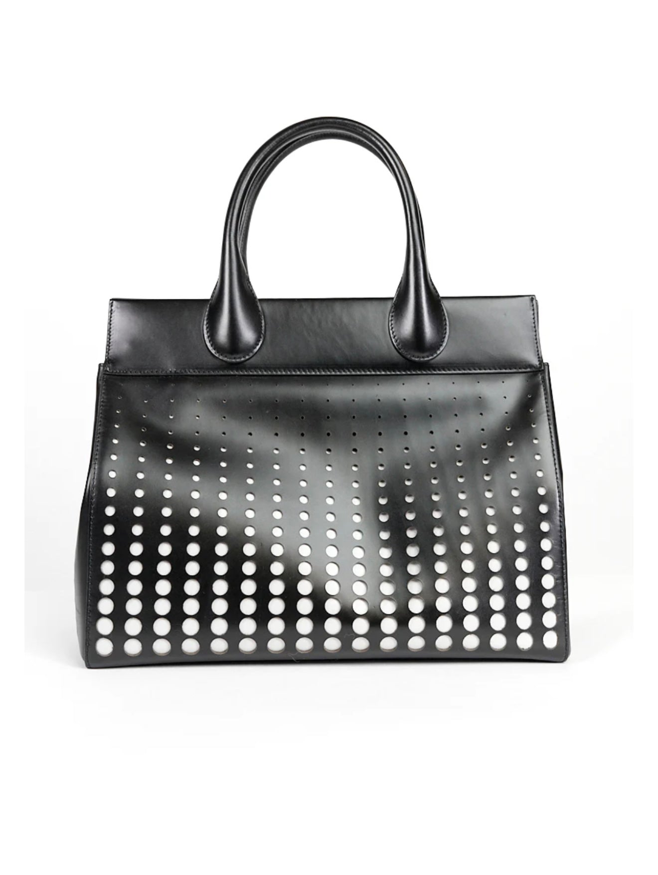 ALAIA PARIS BLACK LEATHER MONOCHROME LASER