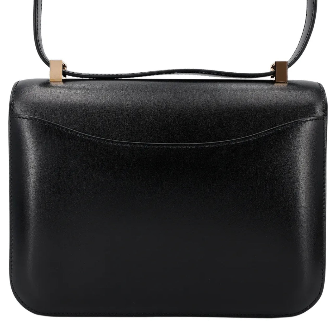HERMÈS - Constance 24 shoulder bag in Black Box calfskin with Rose Gold hardware