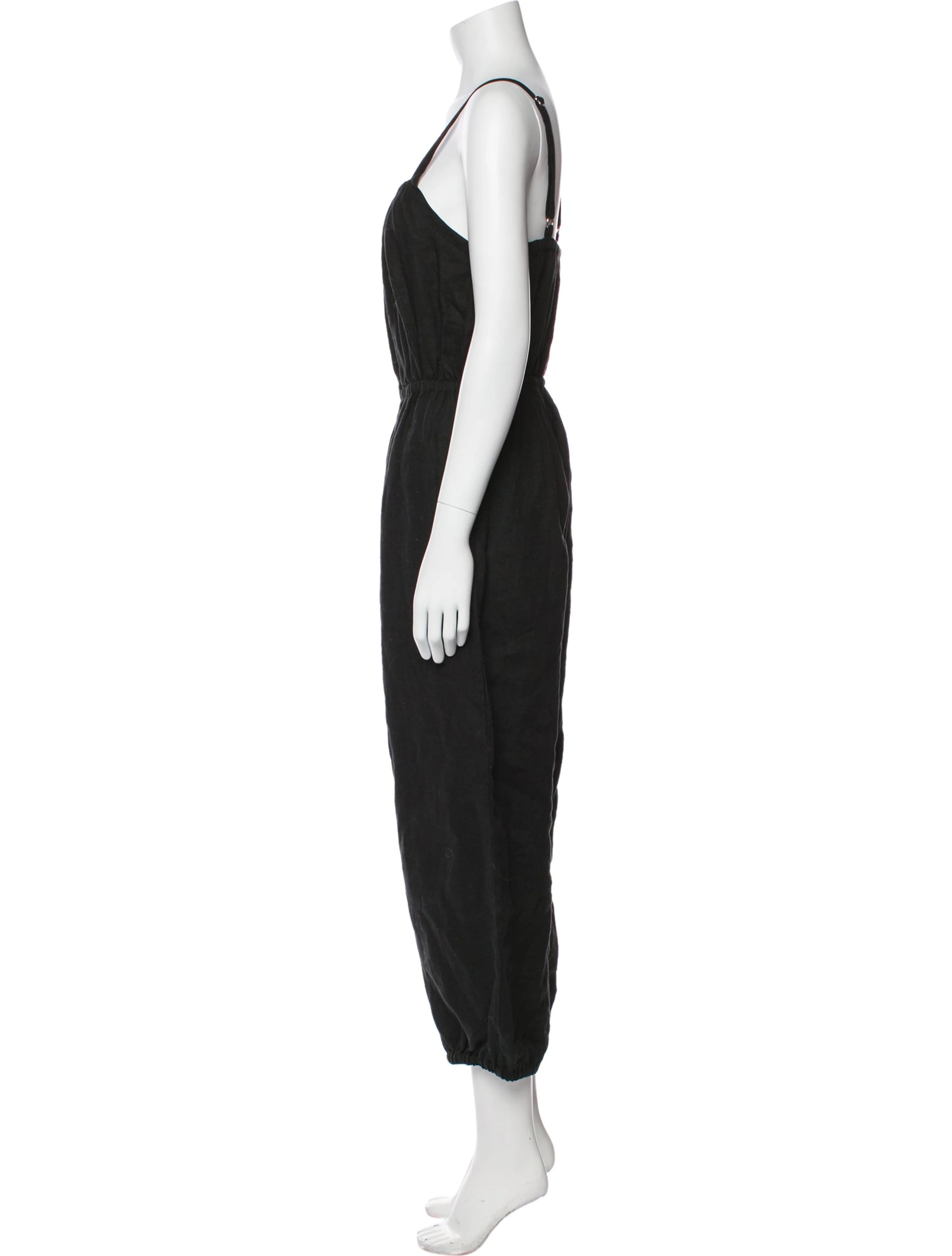 SUZIE KONDI black linen tank top jumpsuit