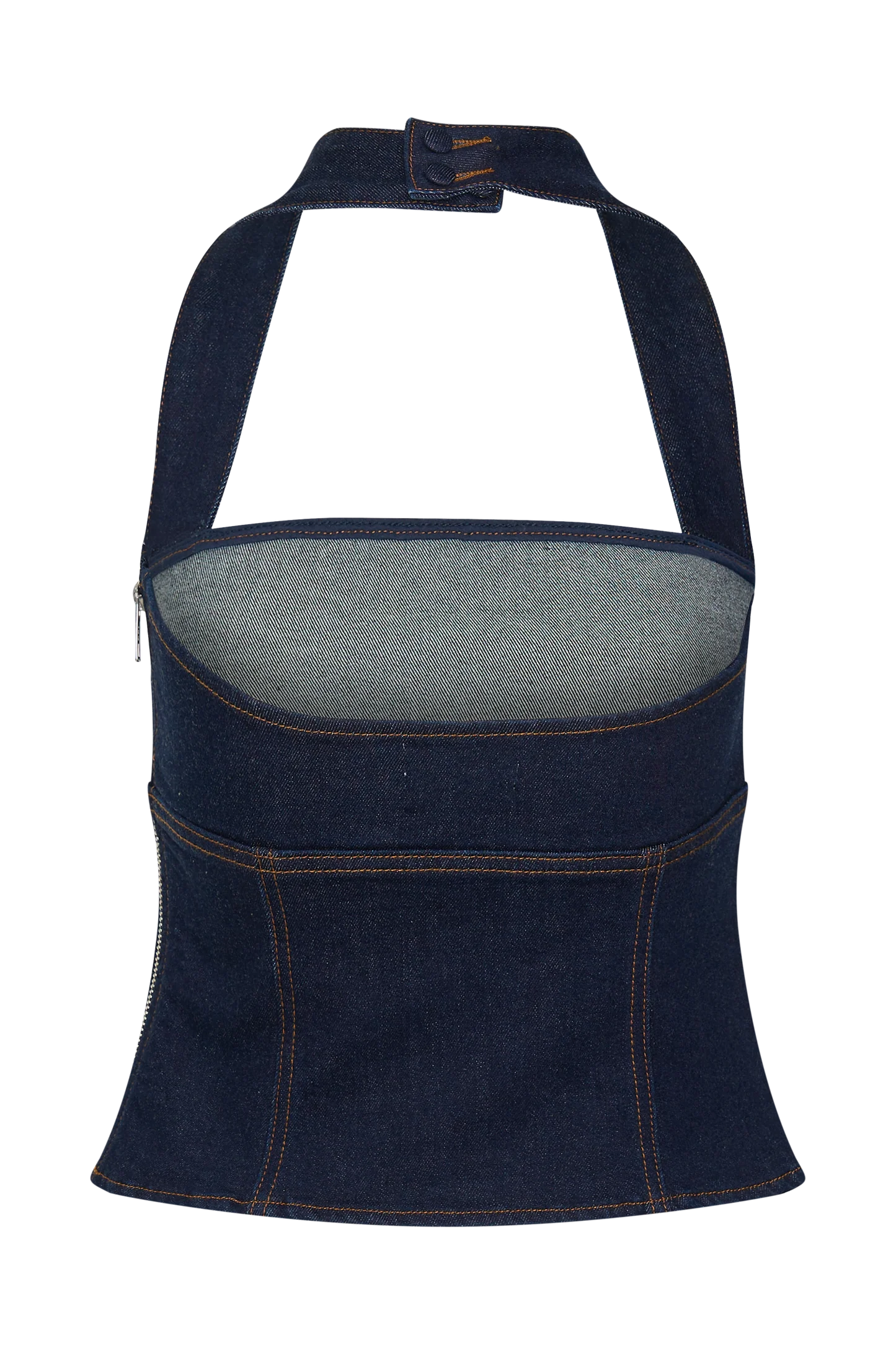 MESHKI Dayna denim halter top