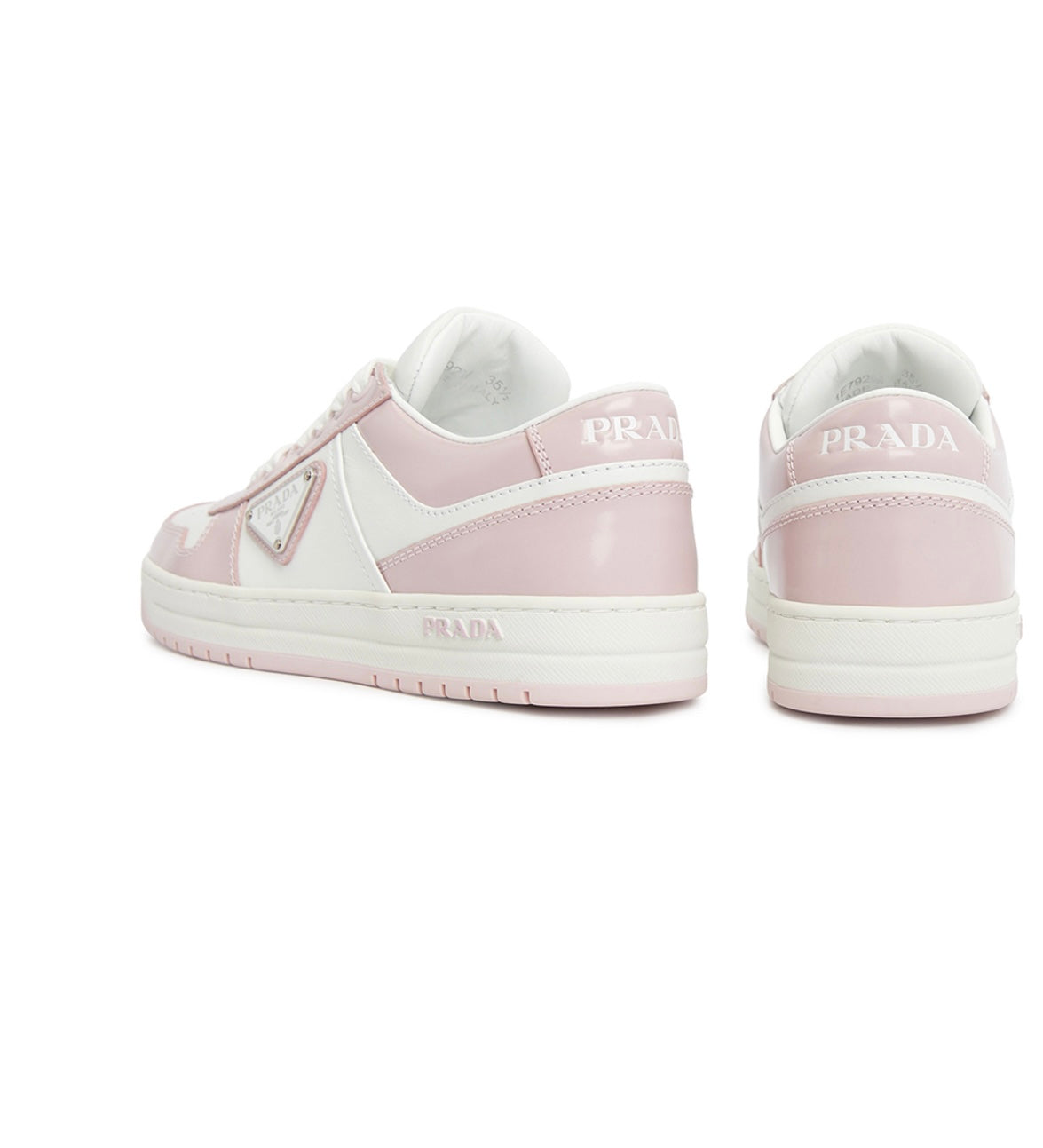 PRADA DOWNTOWN LOW TOP SNEAKERS IN PINK & WHITE
