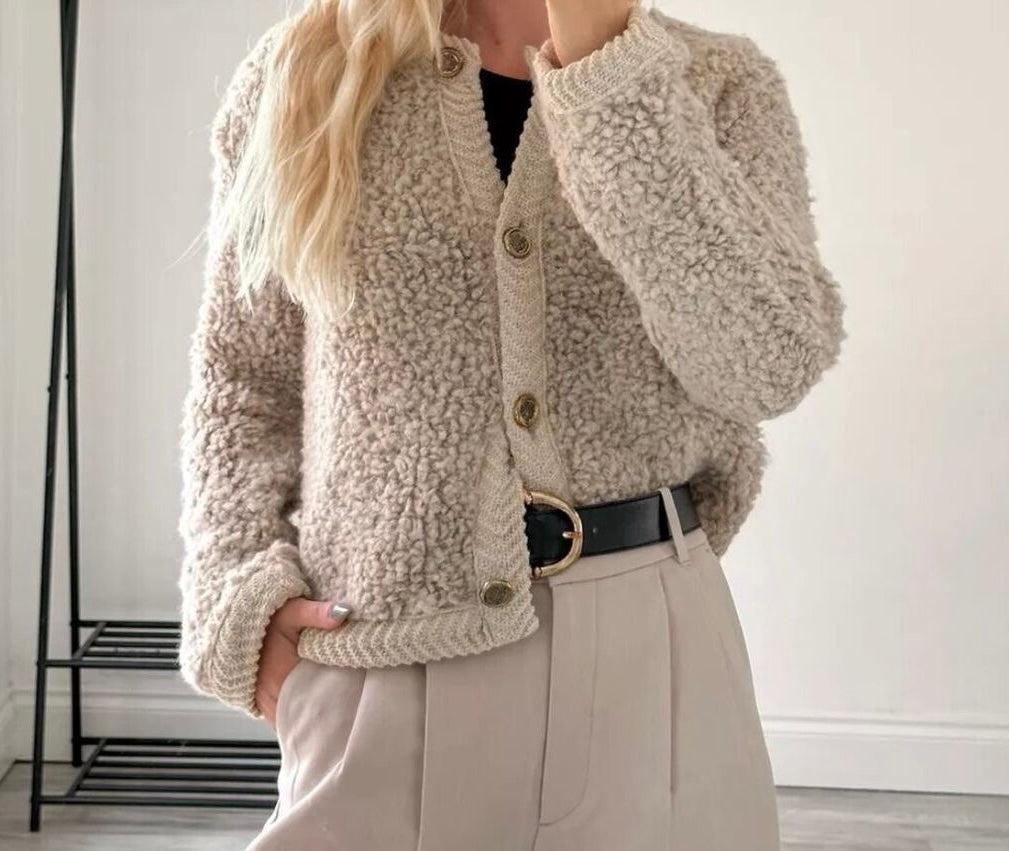 Massimo Dutti Bouclé Knit Cardigan