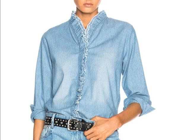 Isabel Marant Etoile Denim Ruffle Shirt