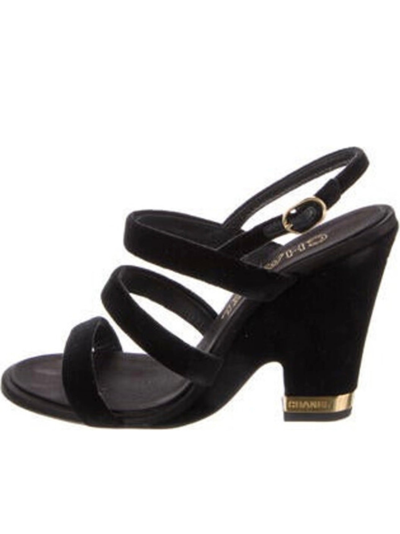 Pre-Loved Chanel - Interlocking CC Logo Velvet Slingback Sandals