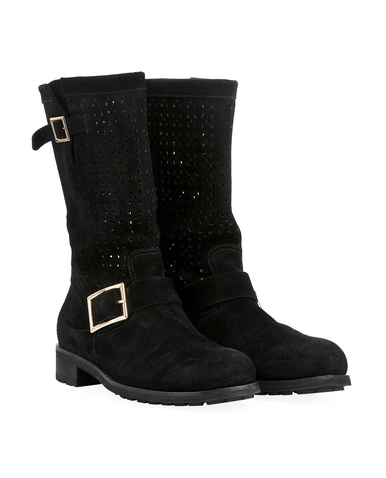 JIMMY CHOO perforated biker boots