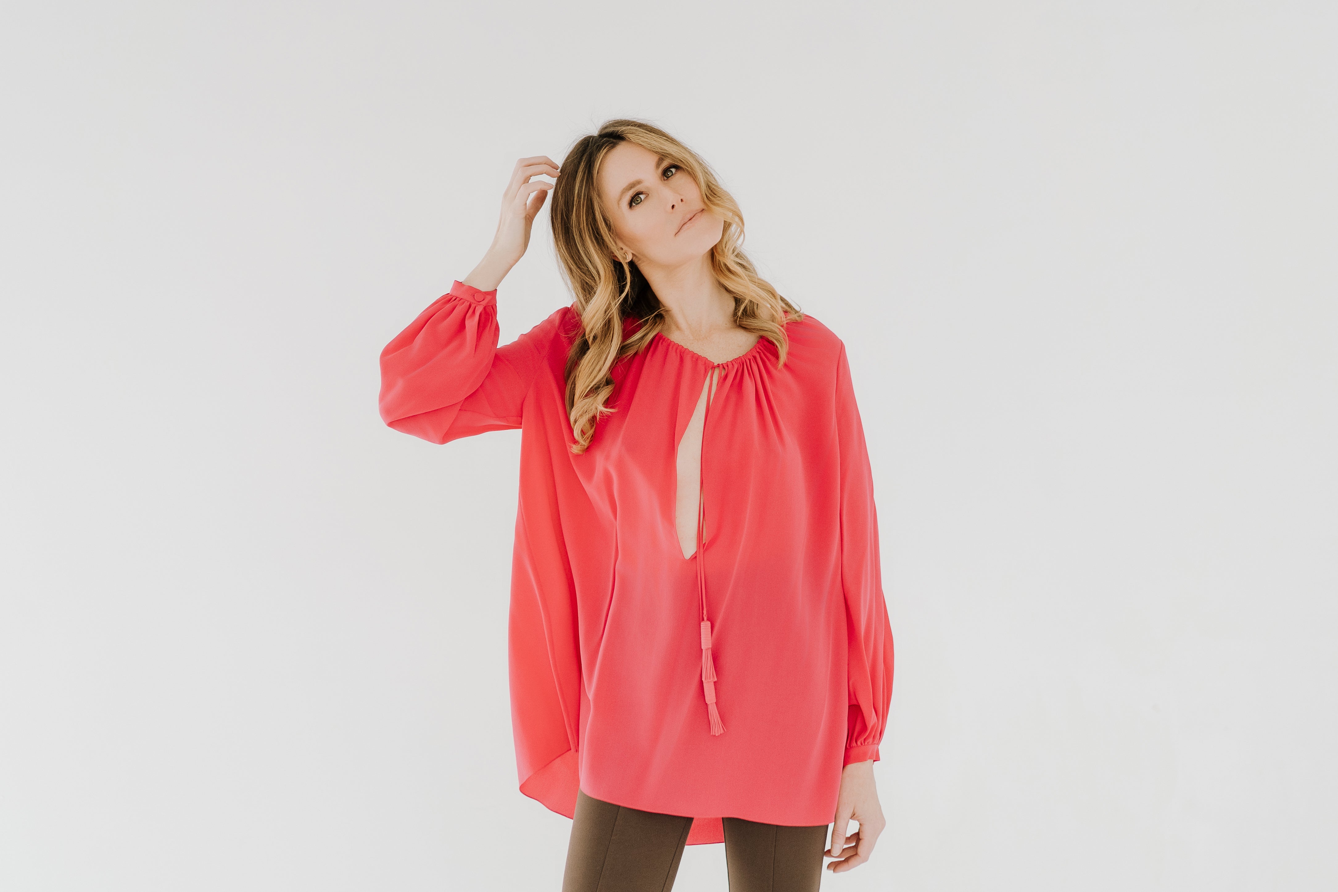 SAINT LAURENT long sleeve blouse with tassels