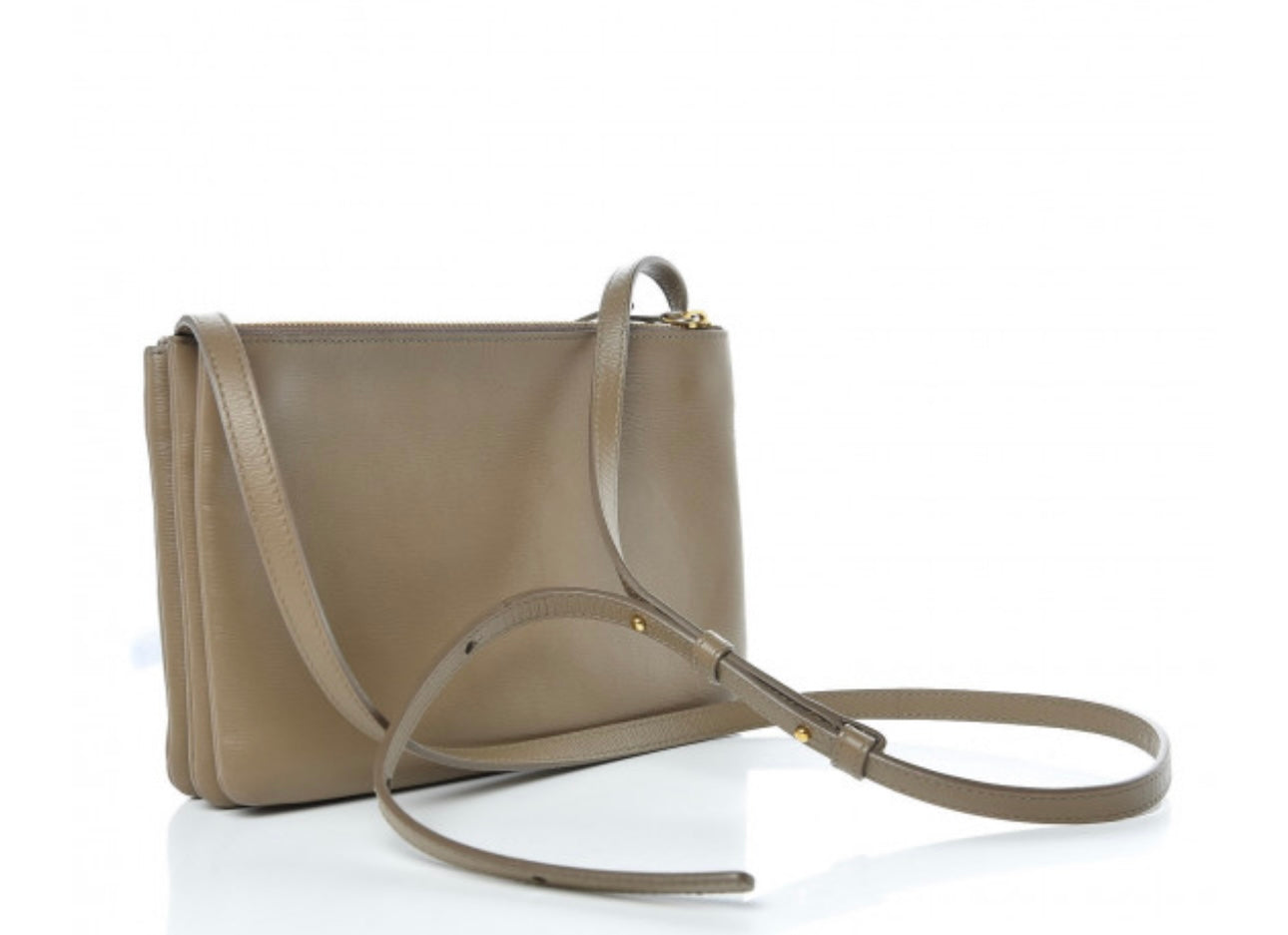 Preloved Celine -
Lambskin Small Trio Crossbody Bag Taupe