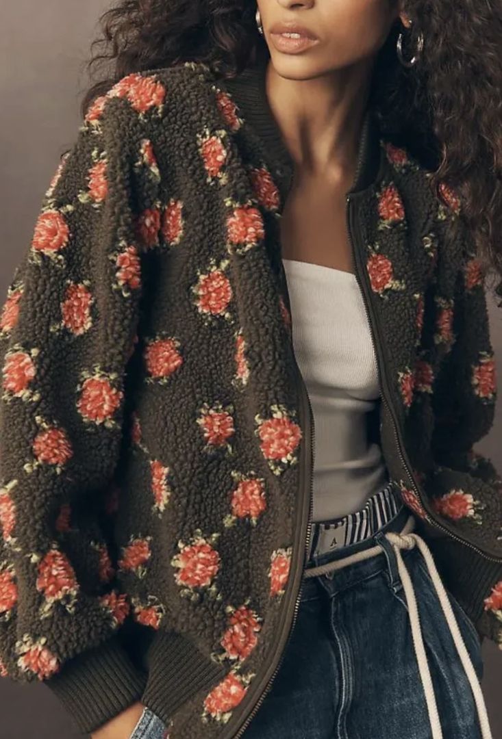 The Great Sherpa Floral Bomber Jacket