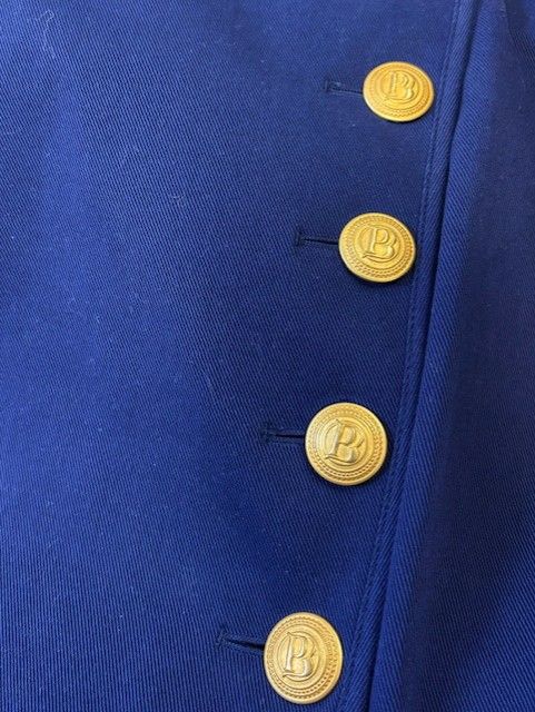 Pierre Balmain Blue Button-Front Sleeveless Dress