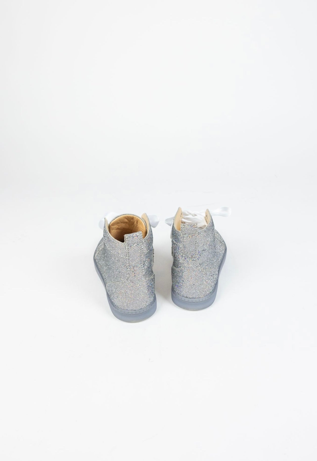 Christian Louboutin Silver Glitter Disco Ball Rantus Orlato High Top Sneakers