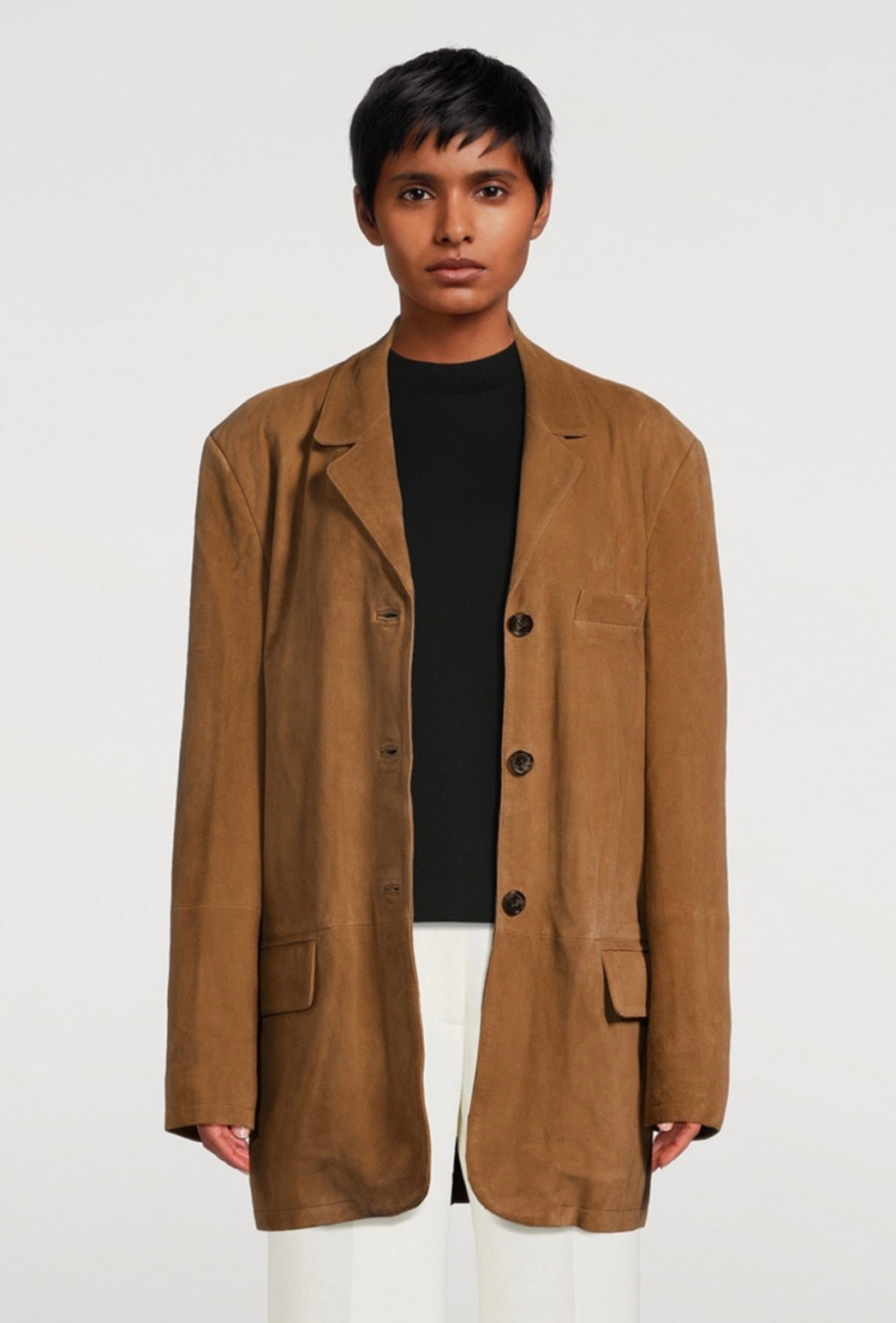 SMYTHE suede weekend jacket in Fawn