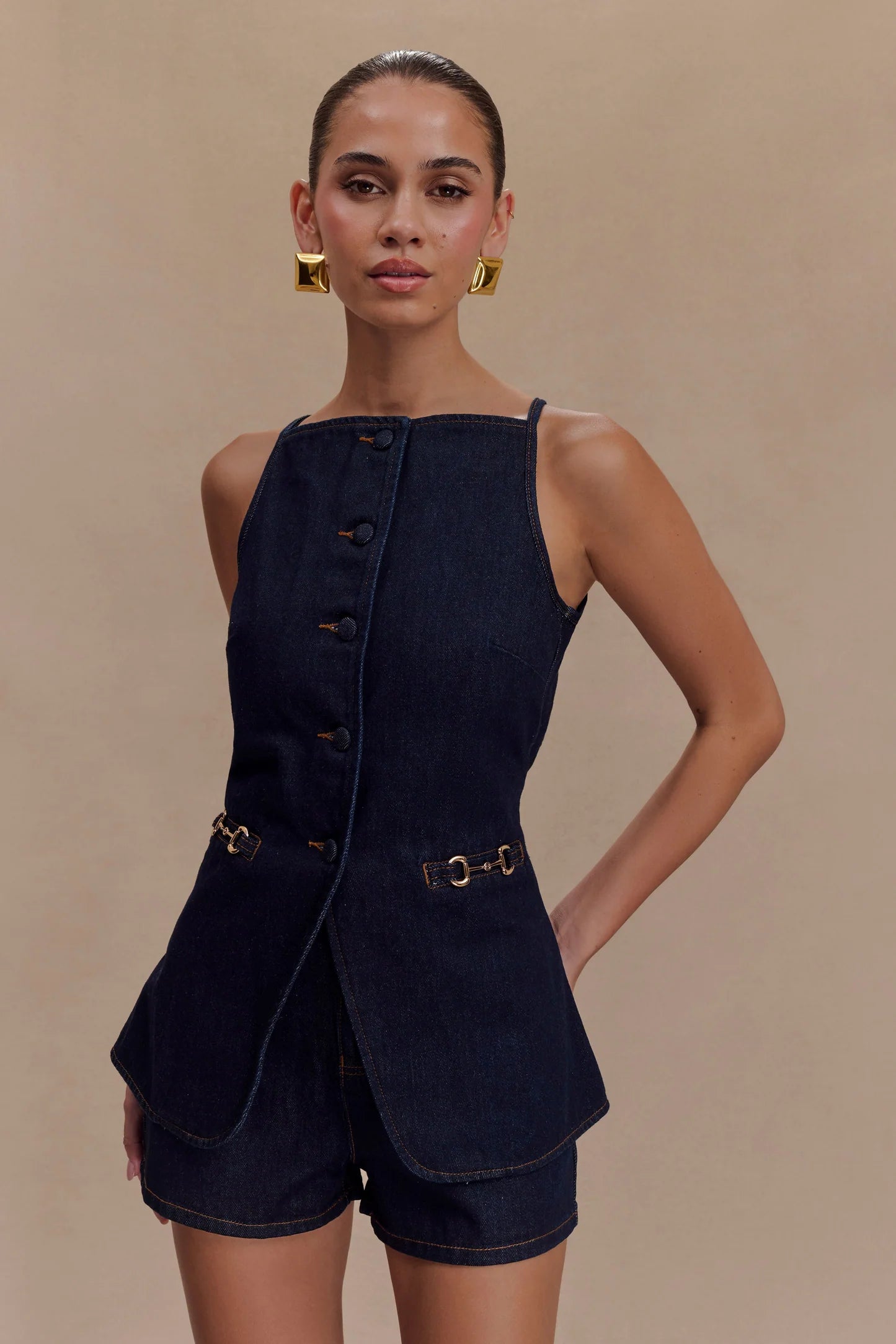 MESHKI Tobias denim shorts