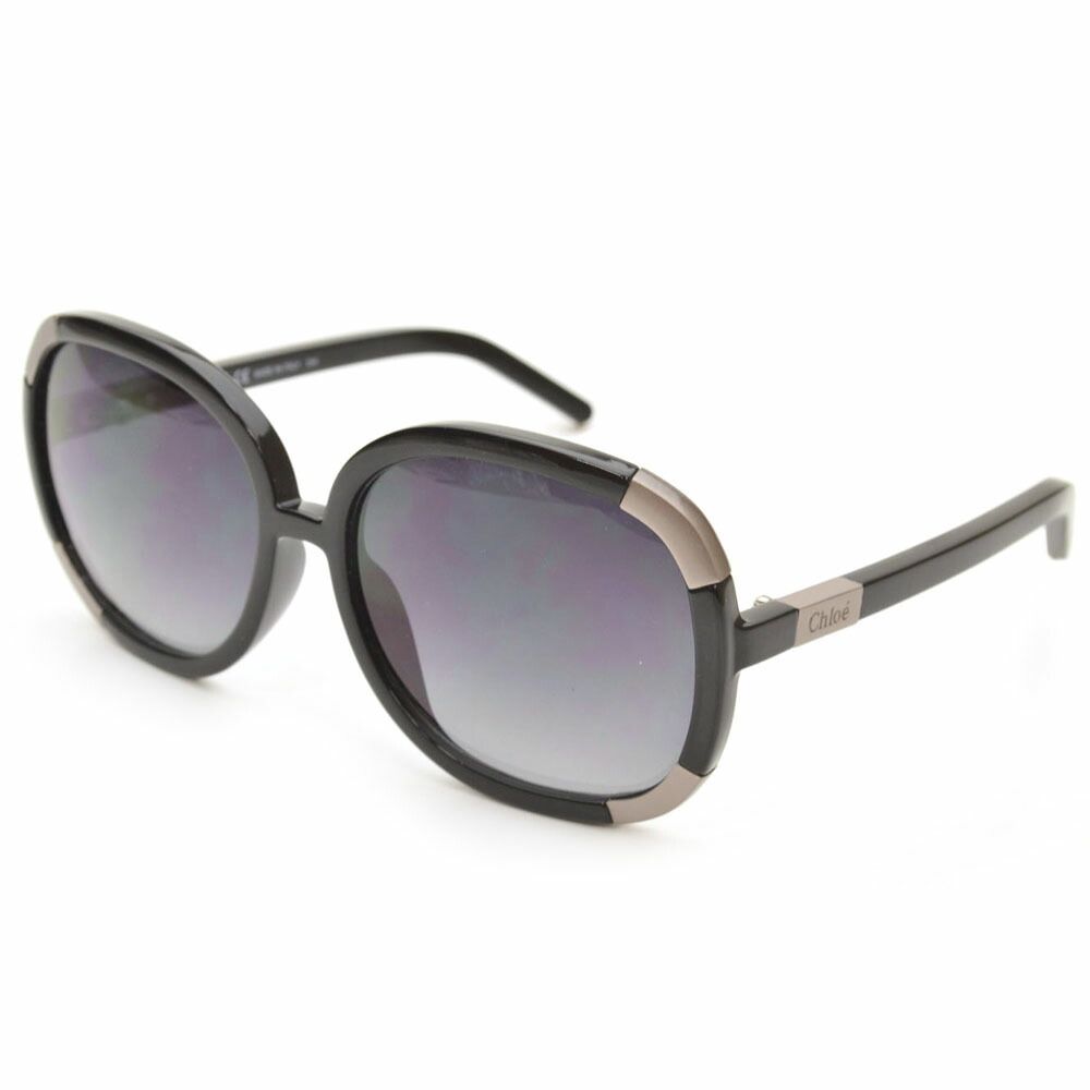 Black Chloe Mytre Round Oversized Sunglassed, O/S