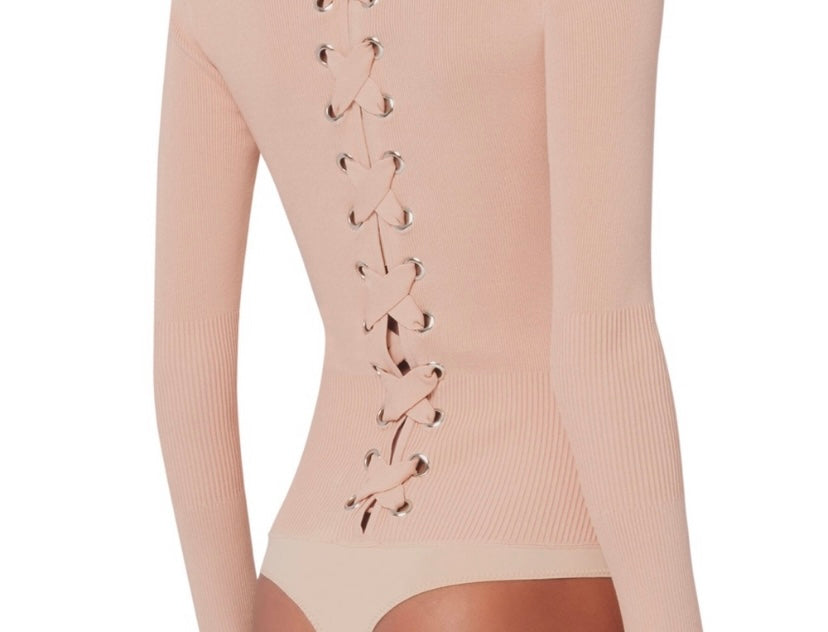 Intermix Lace Up Bodysuit