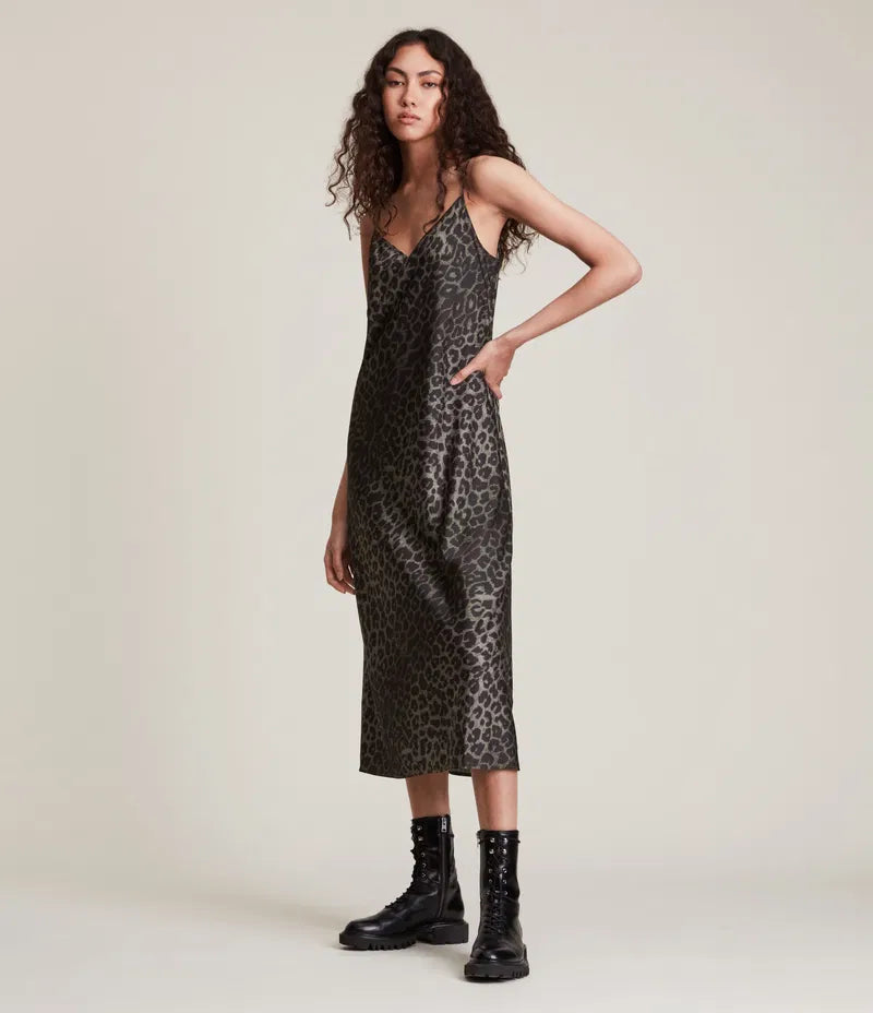 ALL SAINTS leopard slip dress