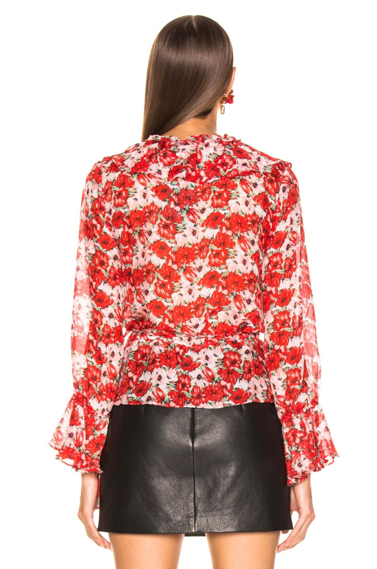RIXO gracie red floral wrap top and skirt