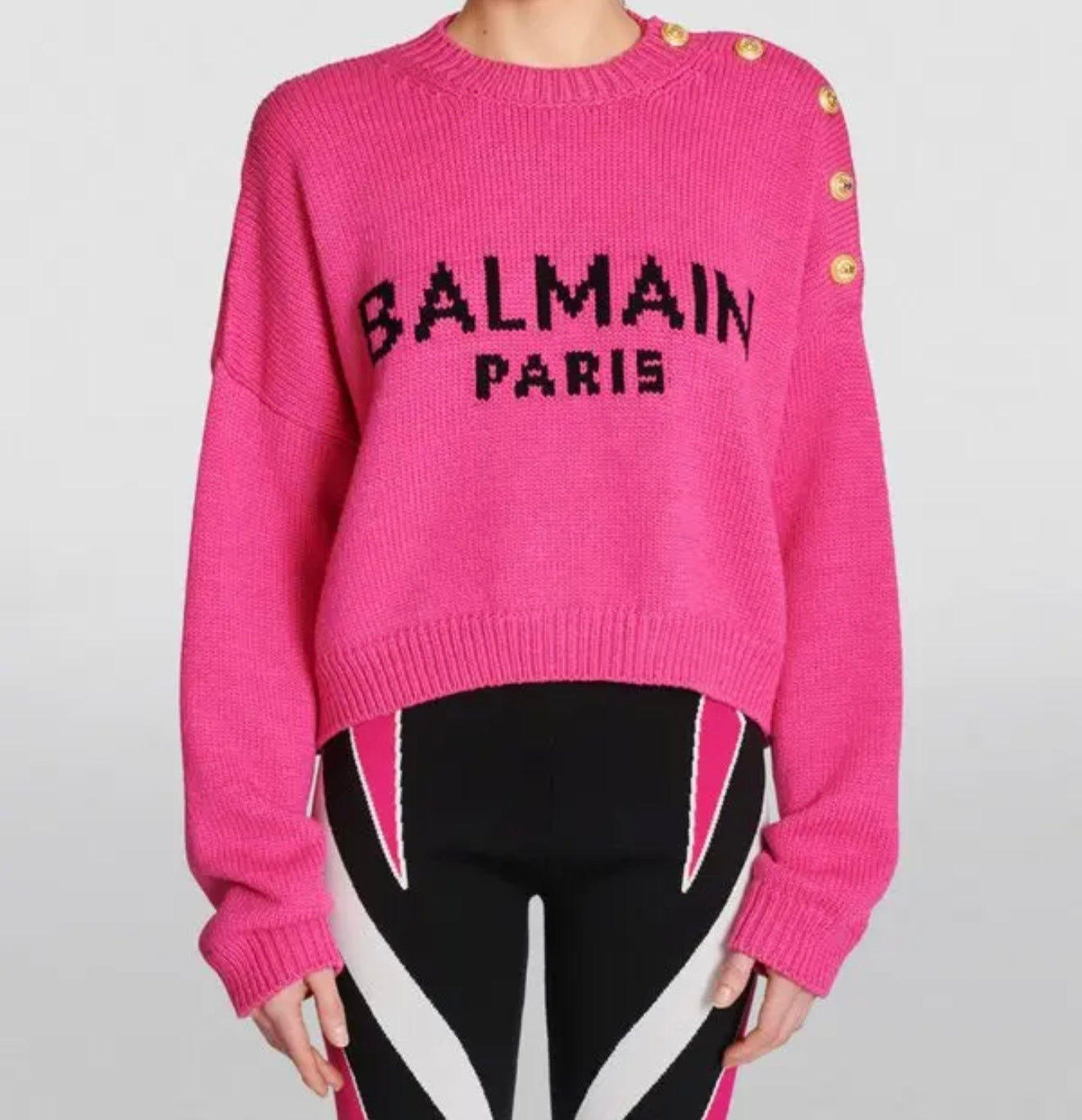 Balmain Cropped Logo Sweater