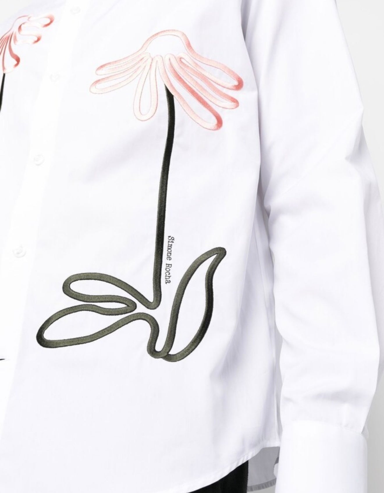 Simone Rocha Floral-Embroidered Long-Sleeve Shirt