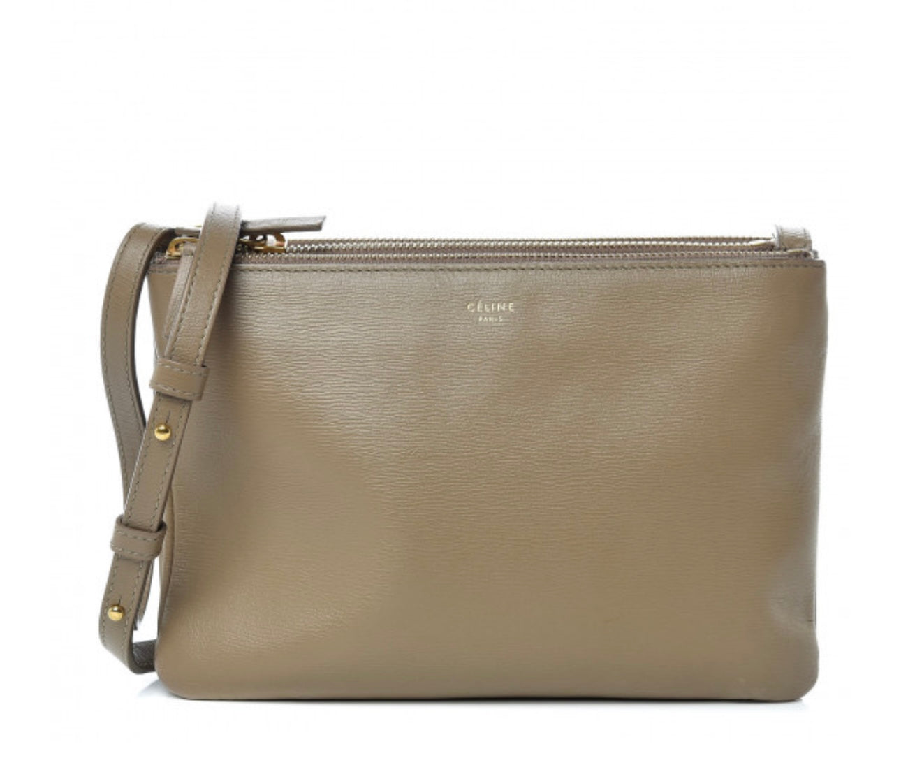 Preloved Celine -
Lambskin Small Trio Crossbody Bag Taupe
