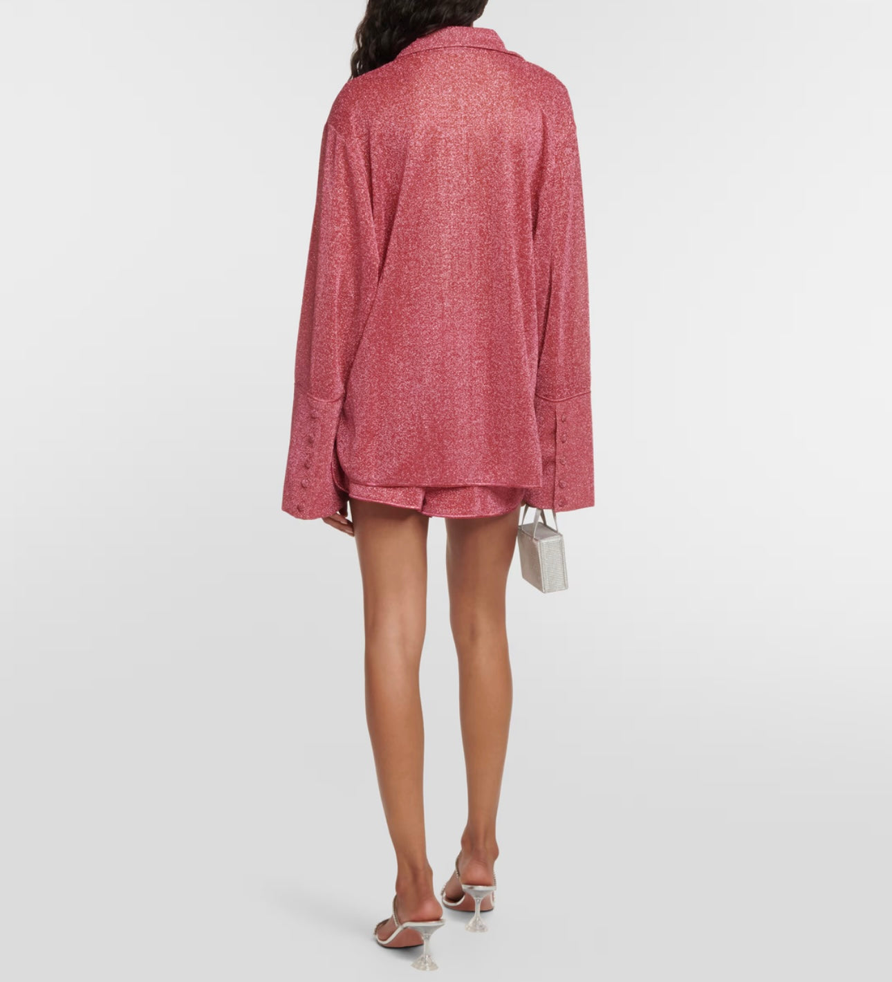 OSÉREE
Lumière metallic sheer shirt
& shorts SET