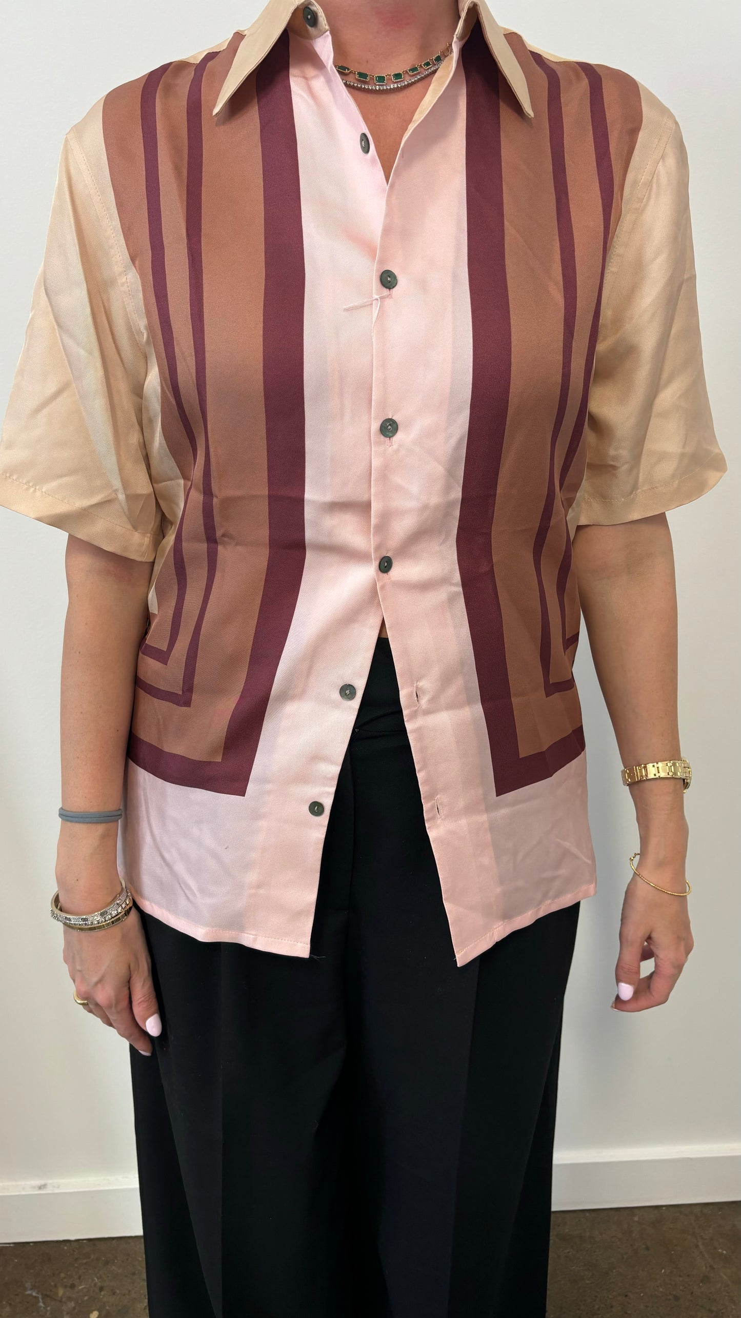 73 LONDON short sleeve silk button up