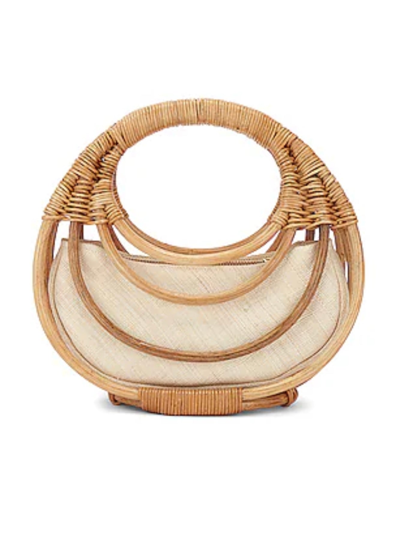ARANAZ 
Curba Cutout Rattan Top-Handle Bag - Natural