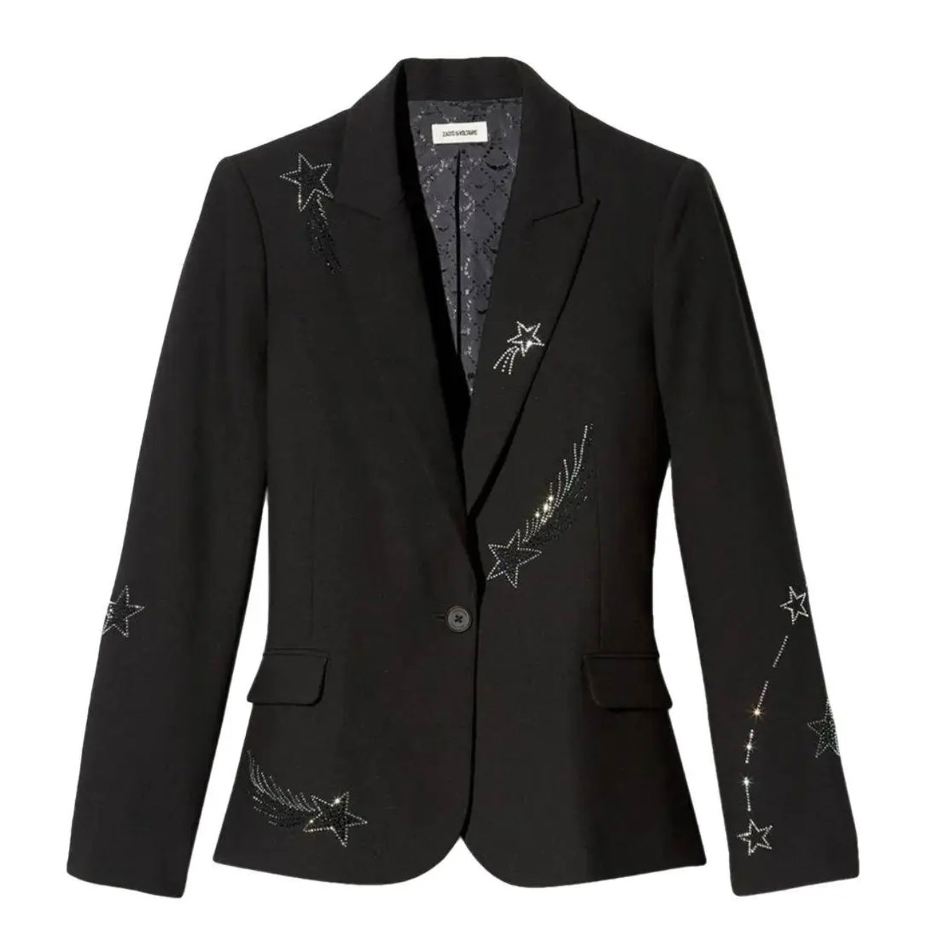 ZADIG & VOLTAIRE black blazer with shooting star rhinestones, 40