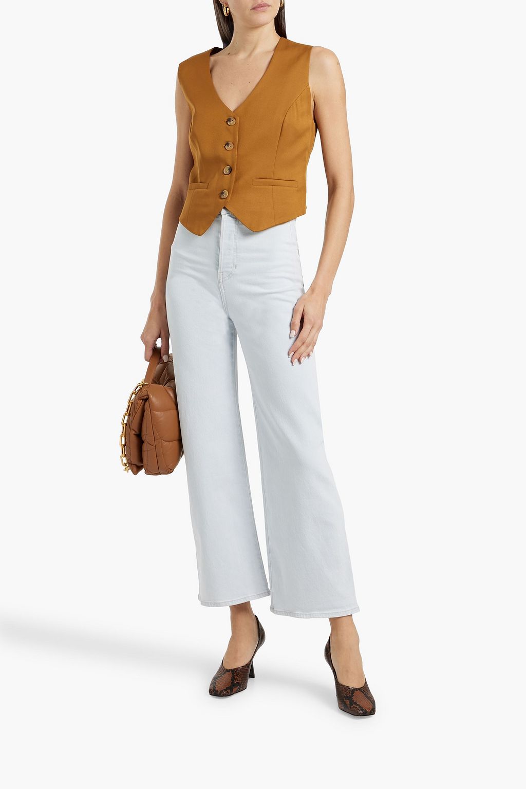 VERONICA BEARD grant braid trimmed high rise wide leg jeans