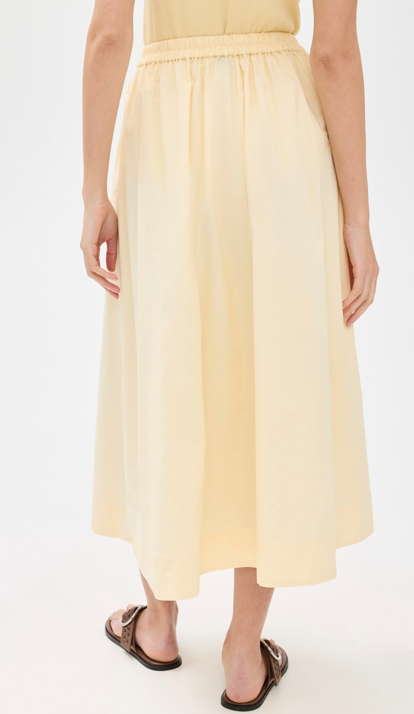 ALIGNE - NATALIE ELASTICATED COTTON MIDI SKIRT