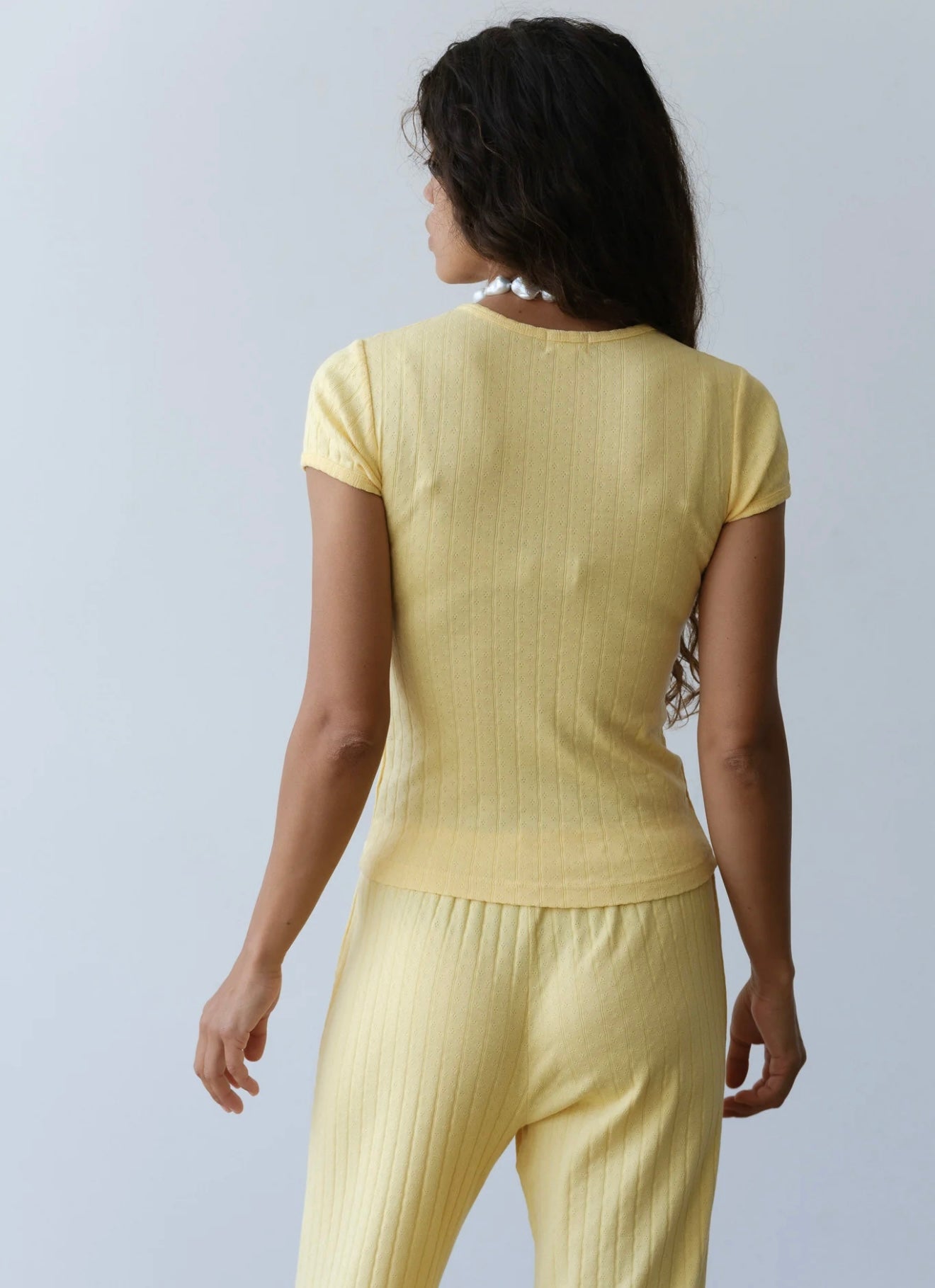 DONNI - The Pointelle Baby Tee & The Pointelle Simple Crop Pant