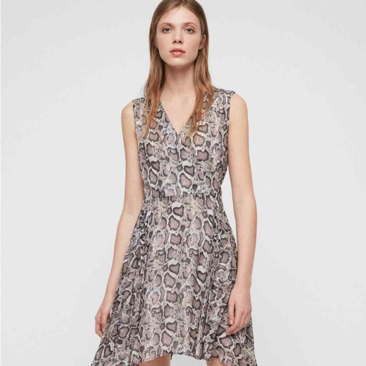 ALL SAINTS snake skin print wrap dress