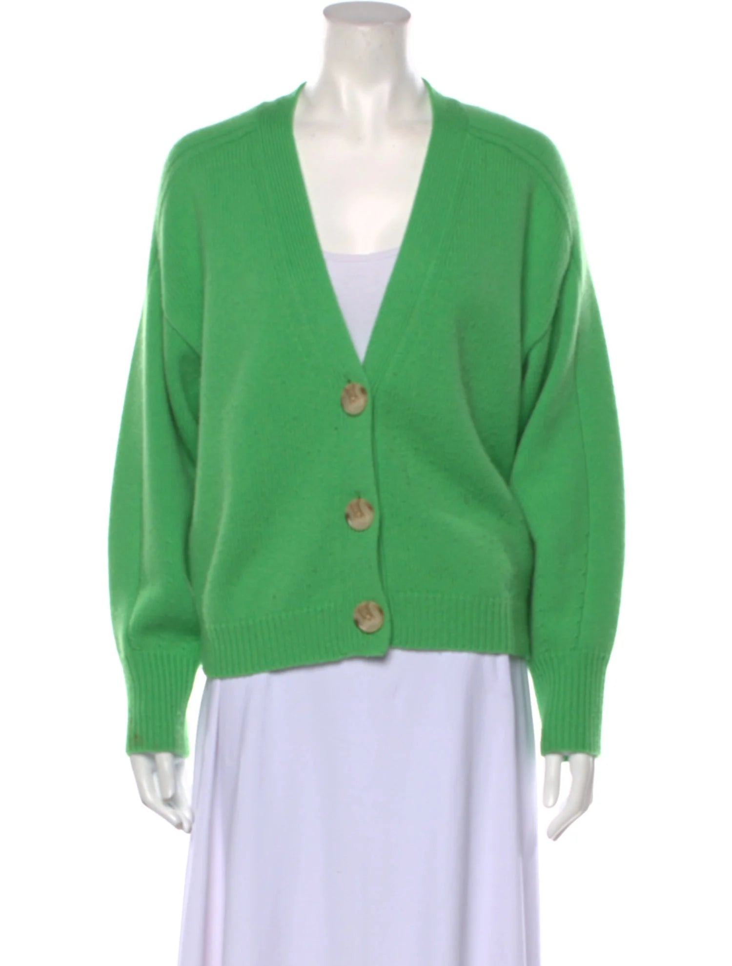 LOULOU STUDIO green knit cardigan wool cashmere blend