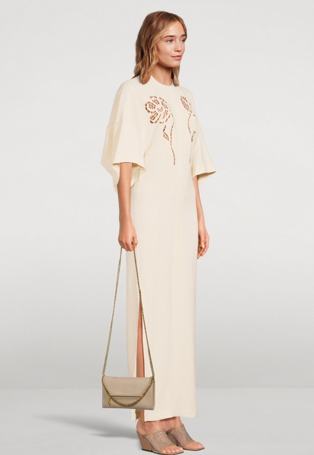 Stella McCartney Broderie Anglaise Cut-Out Maxi Dress in Cream