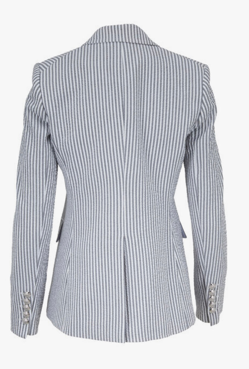 VERONICA BEARD white/blue stripe blazer