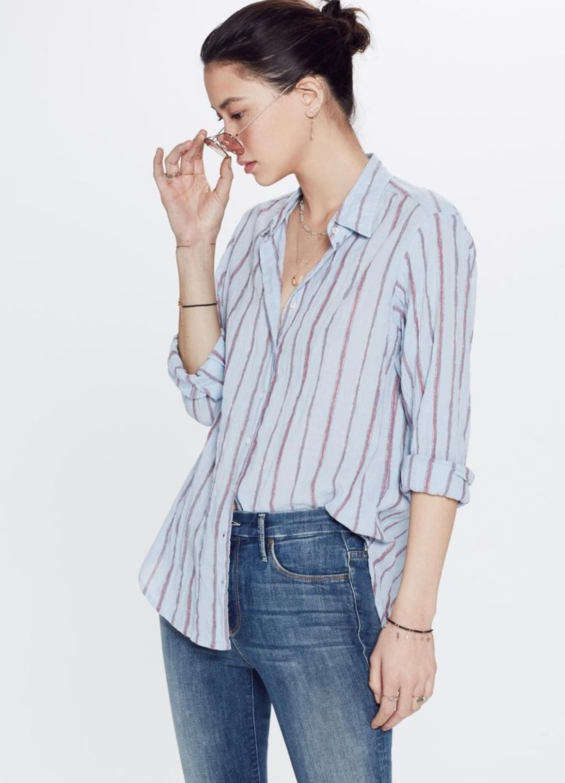 XIRENA - STRIPED BUTTON BLOUSE