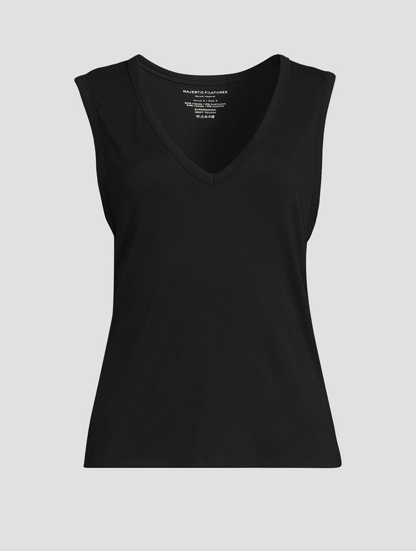 MAJESTRIC FILATURES V-NECK BLACK TANK