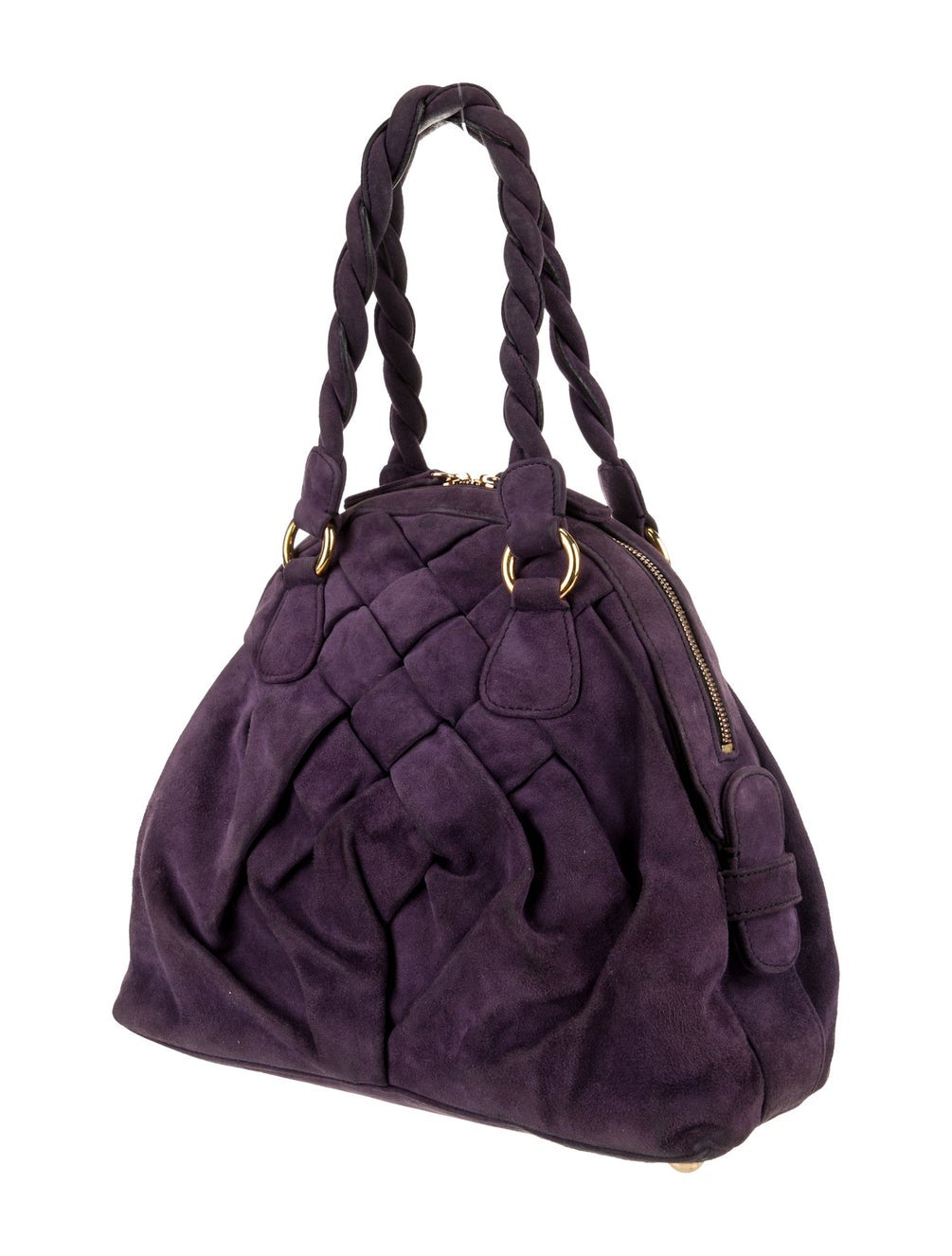 VALENTINO purple woven suede large bag, gold hardware, dust bag