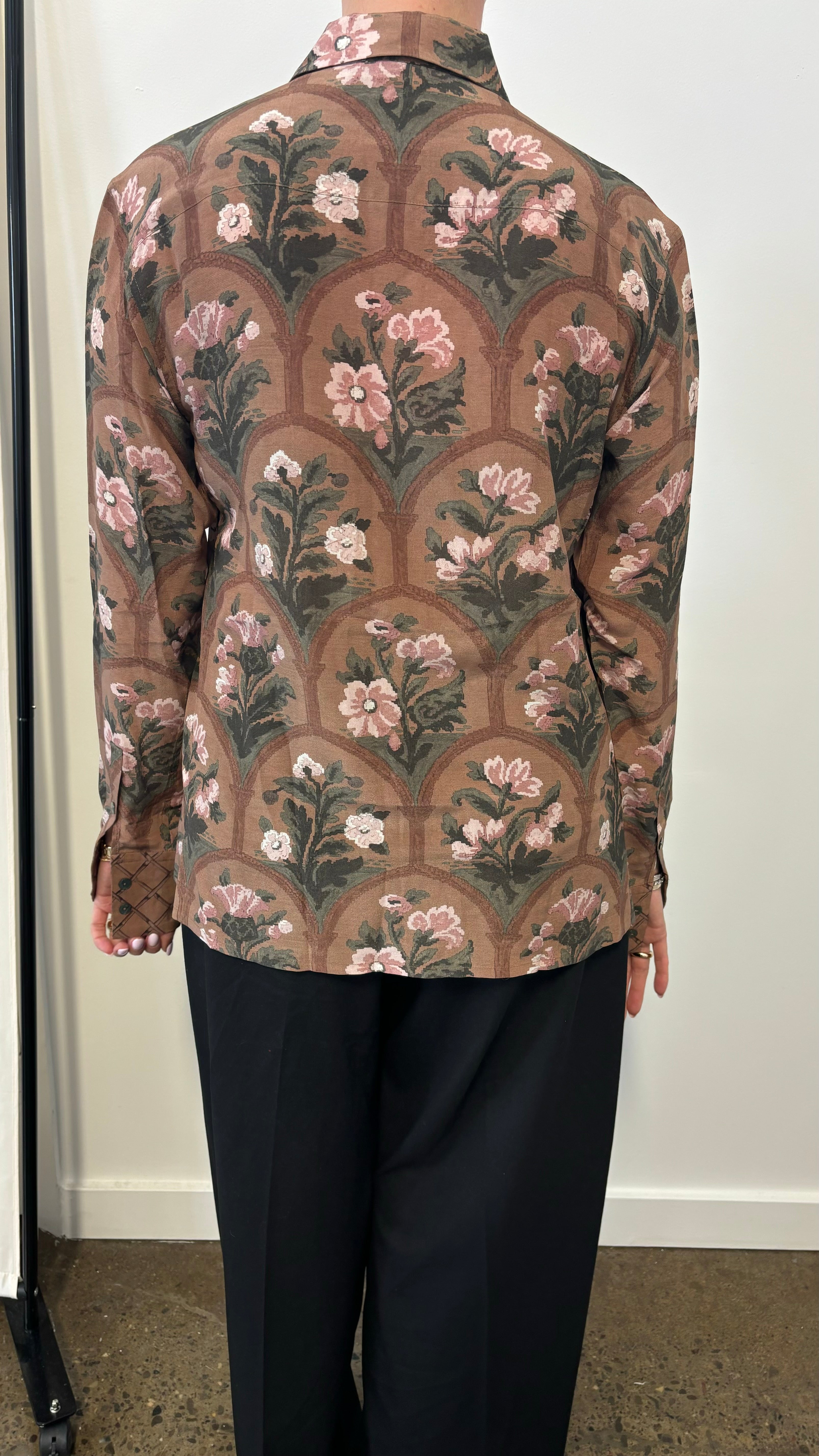 73 LONDON floral print silk button up