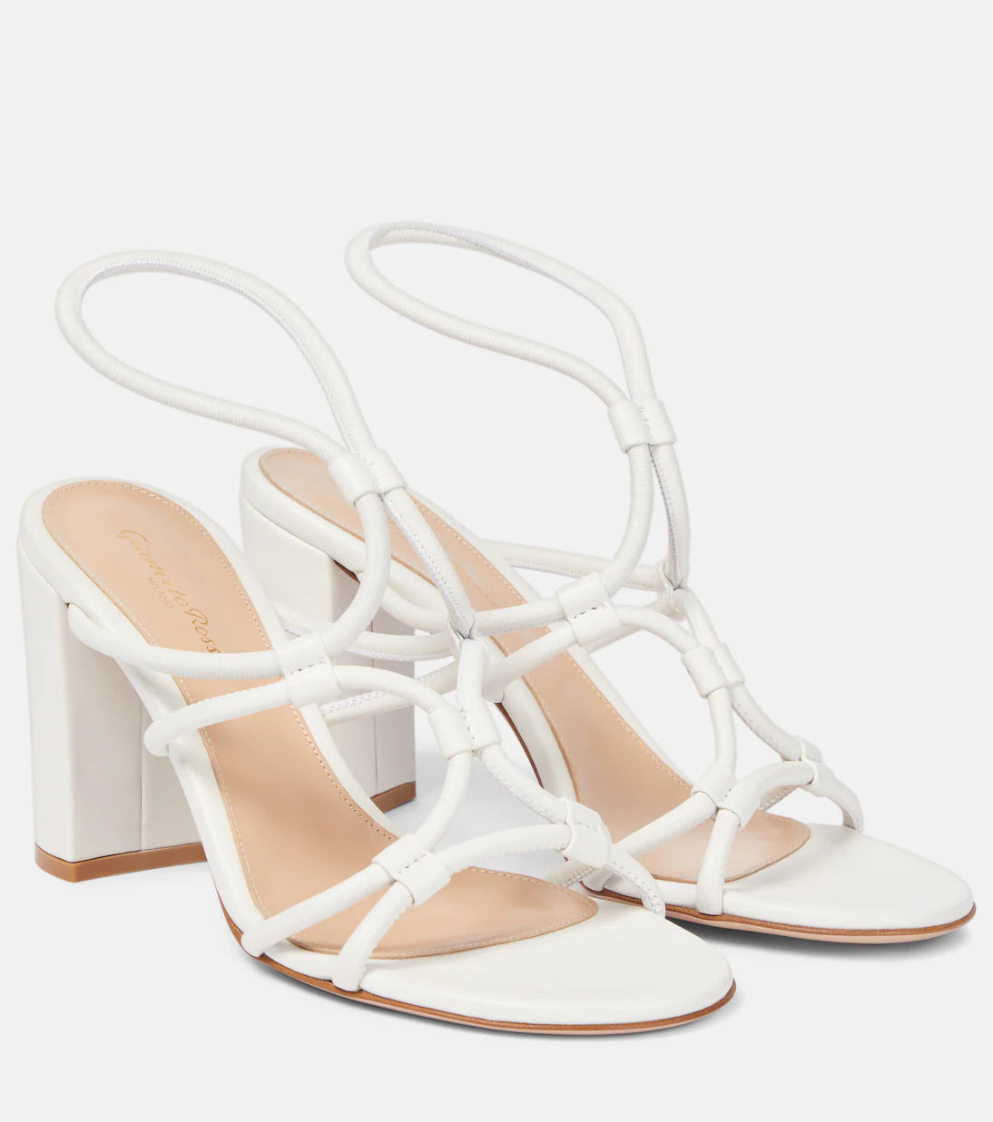 GIANVITTO ROSSI white napbian sandal block heel