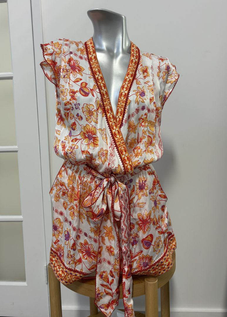 Poupette St Barth Satin Romper with Belt