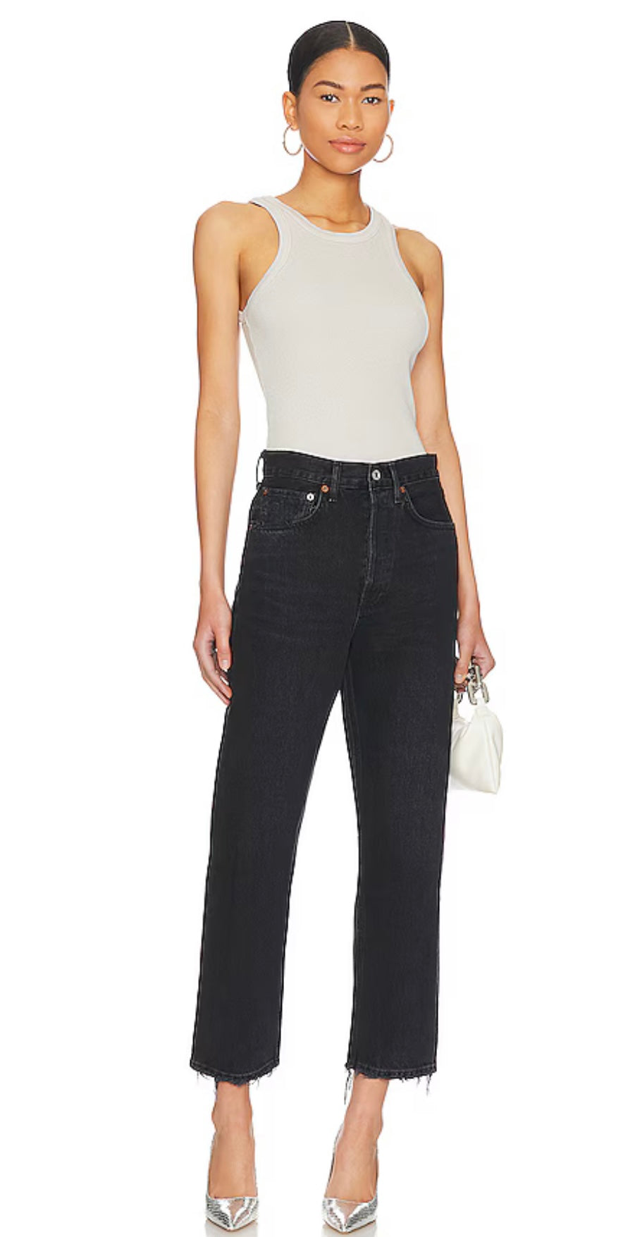 AGOLDE black jeans with distressed bottom