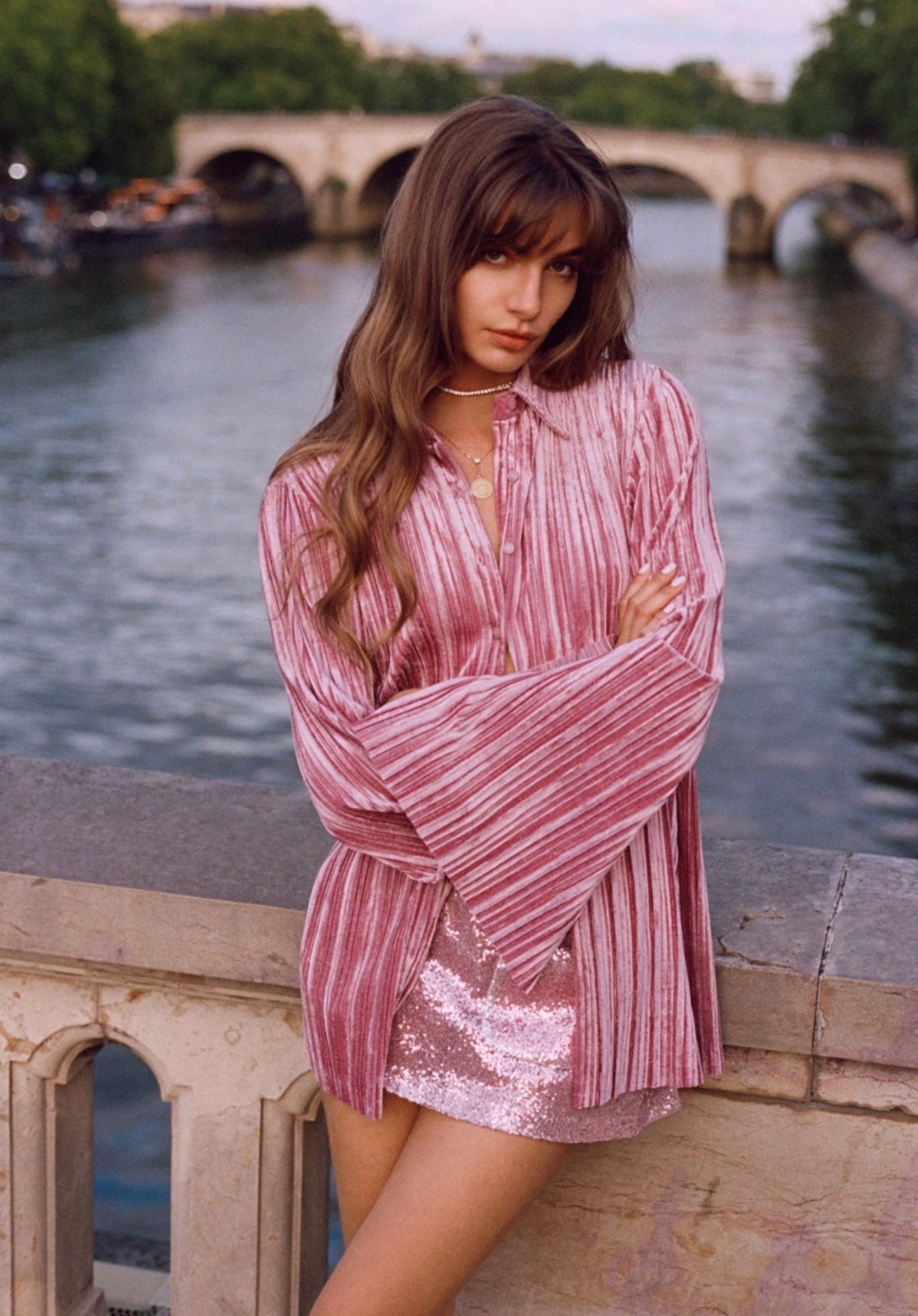 SABINA MUSAYEV - SMOKED PINK IVRI TOP