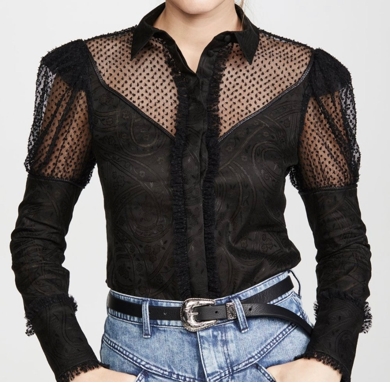 Alexis Long Sleeve Mesh Button Up